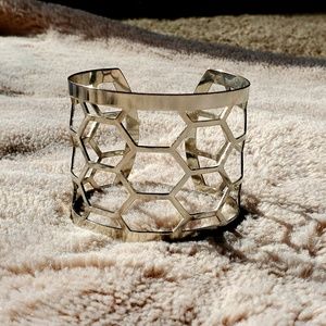 Silver Honeycomb Wrist Cuff